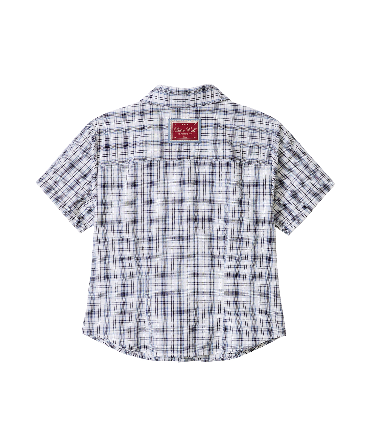 Elodie Half Check Shirt-Blue