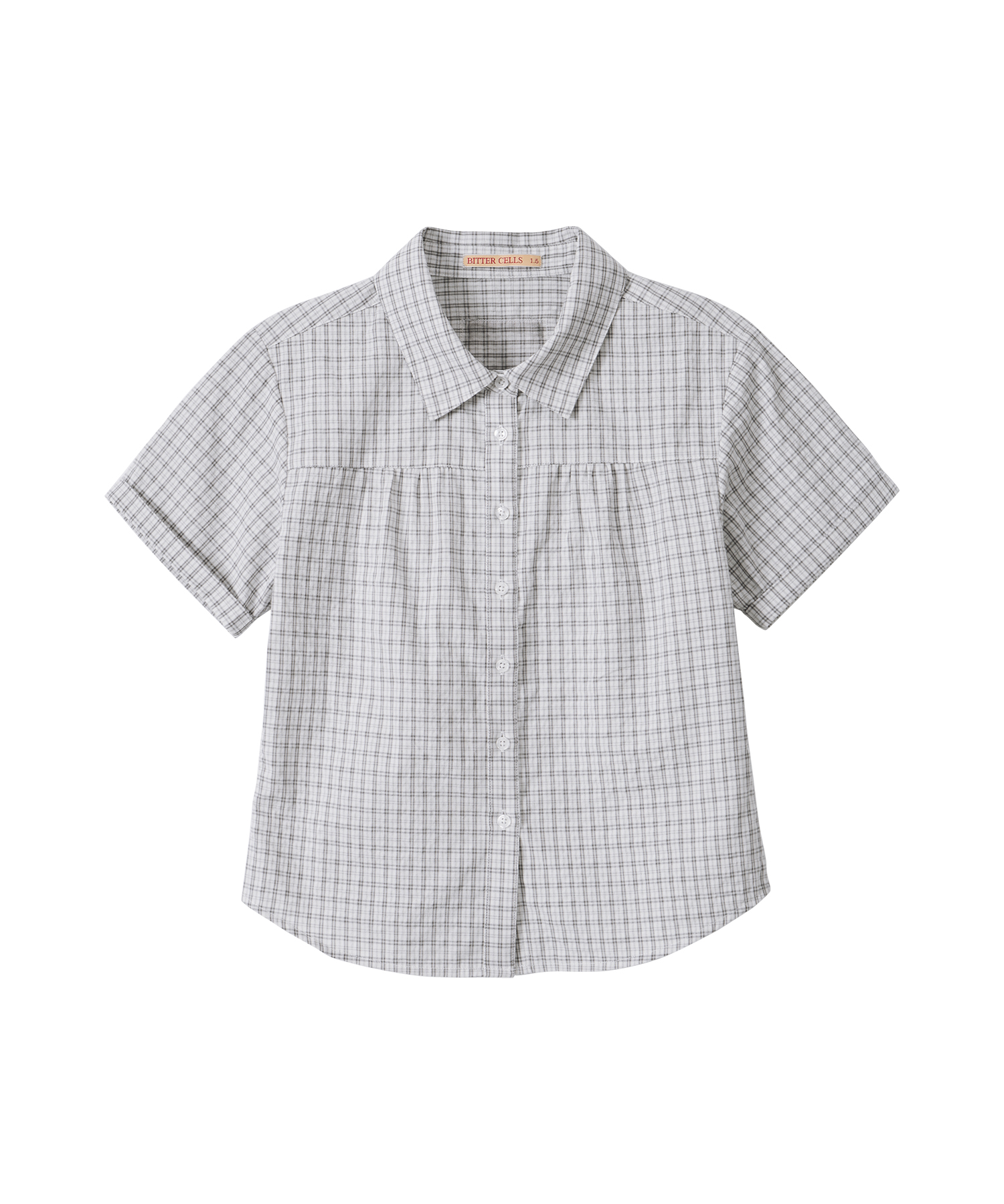 Elodie Half Check Shirt-Grey