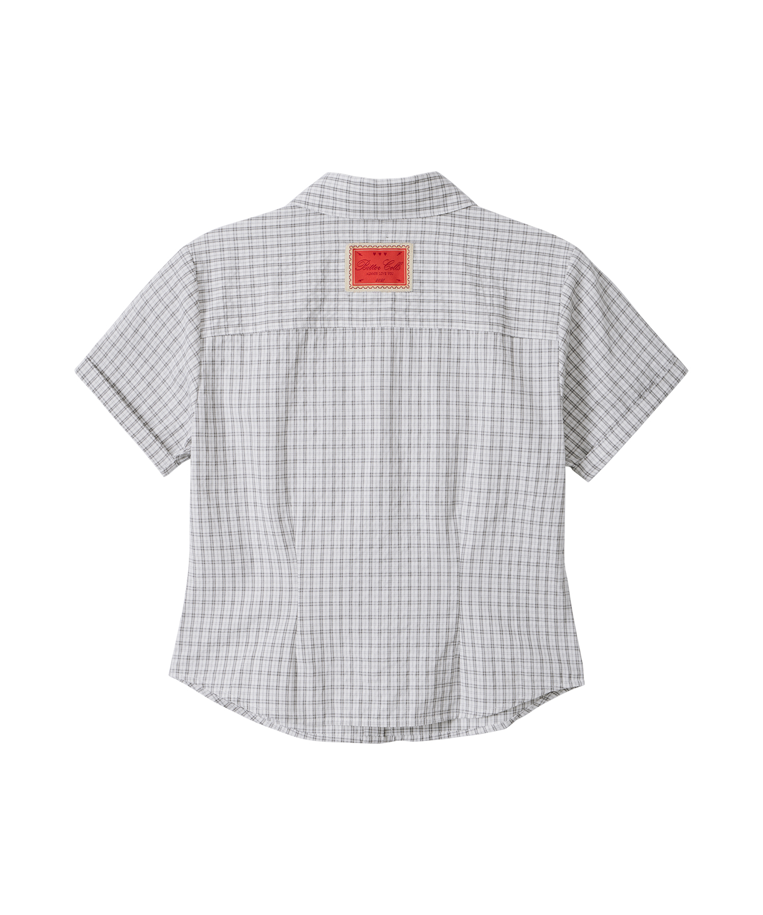 Elodie Half Check Shirt-Grey