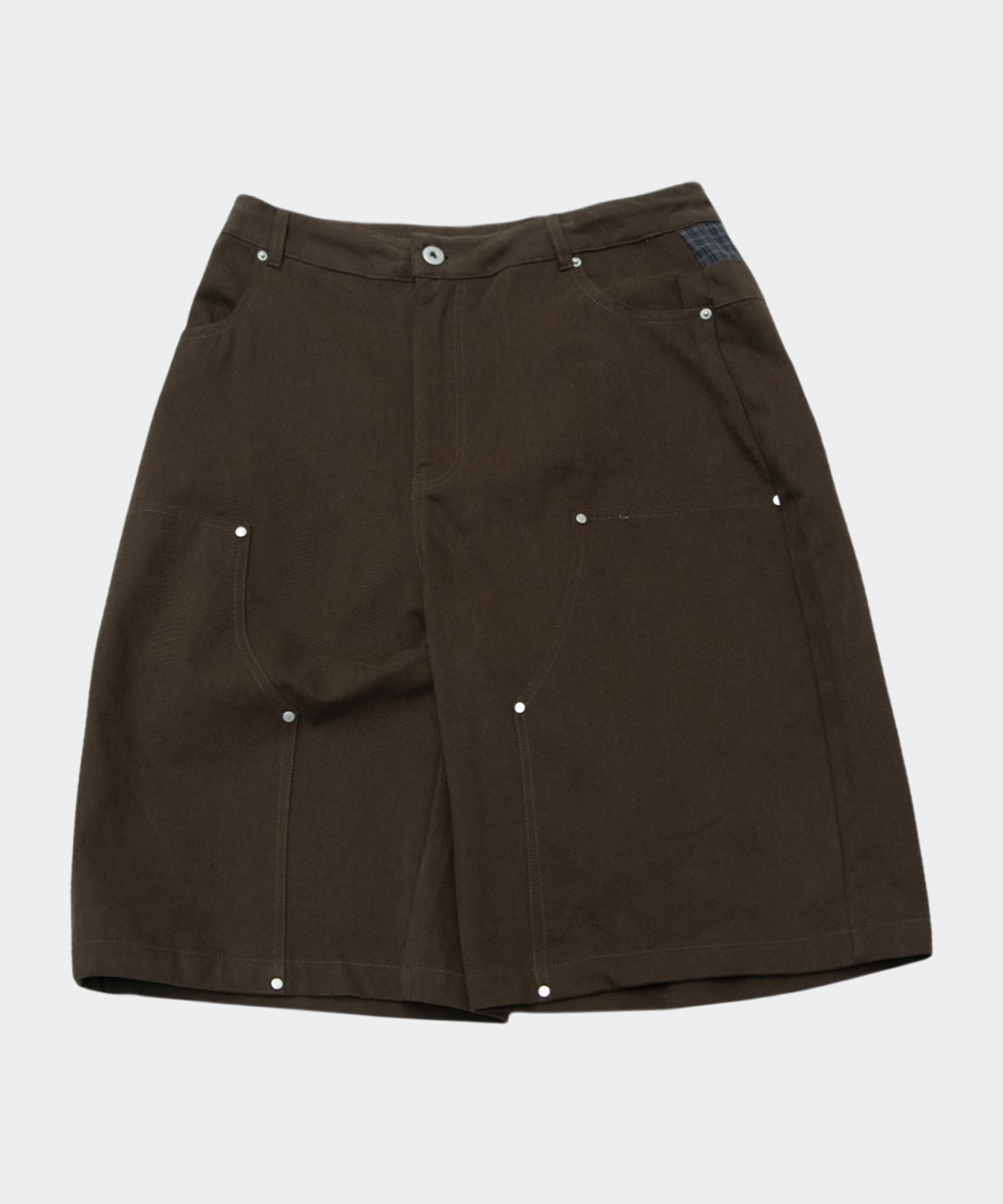 Свободные хлопковые бермуды с заклепками сзади (Brown)