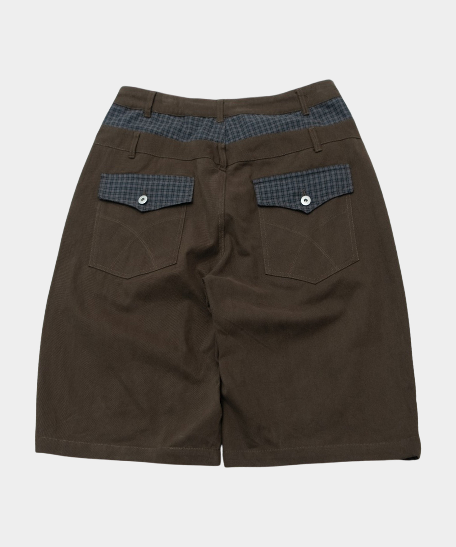 Свободные хлопковые бермуды с заклепками сзади (Brown)
