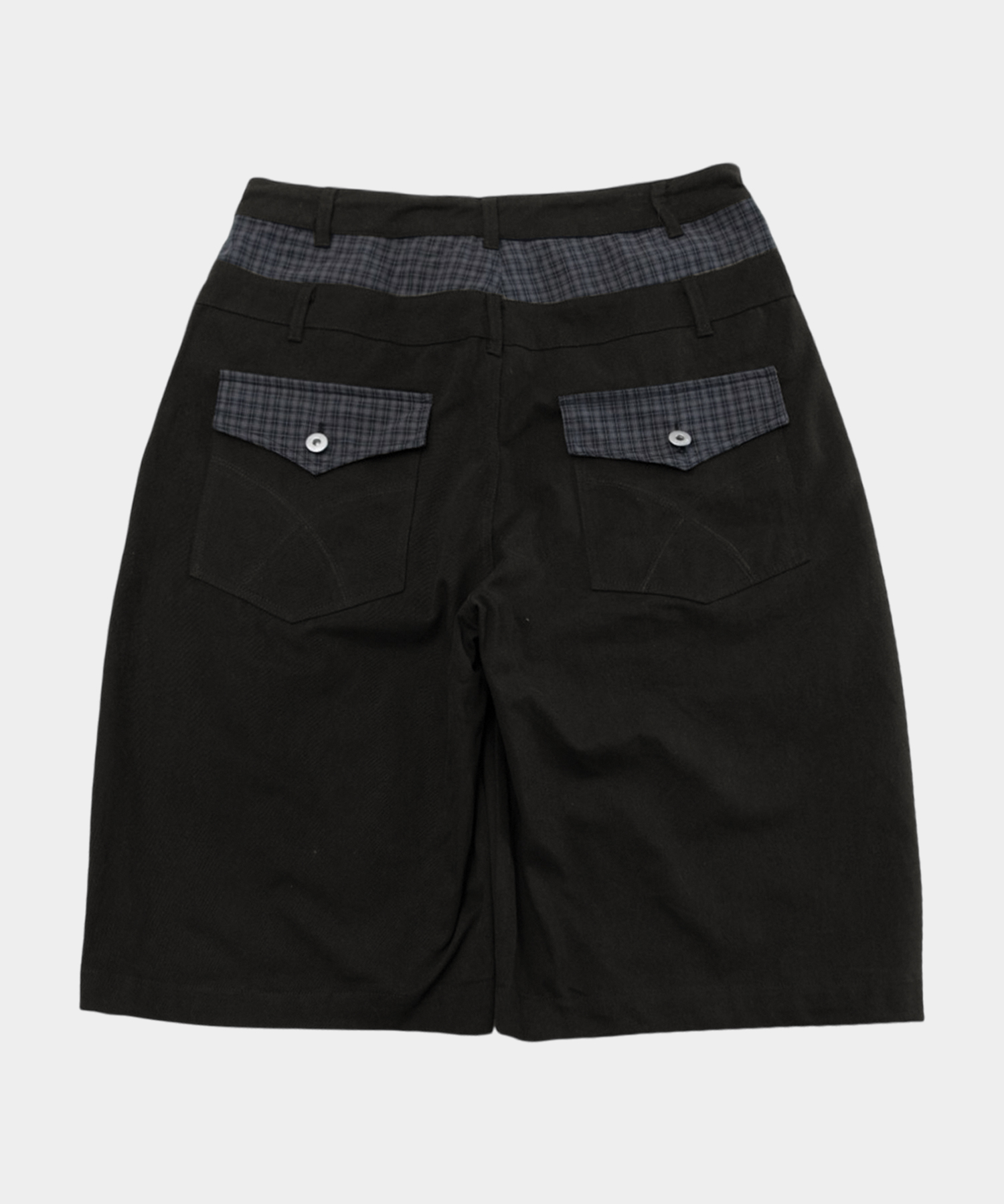 Оверсайз бермуды из хлопка с заклепками на карманах [Black]