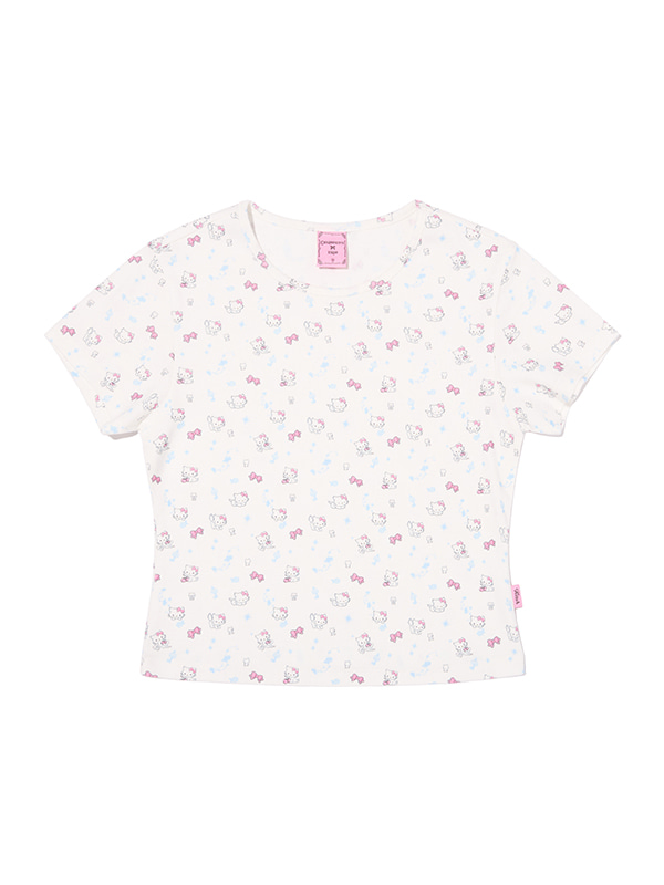 KIRSH X CHARMMYKITTY ALL-OVER CROP T-SHIRT