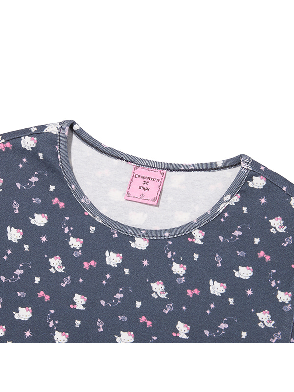 KIRSH X CHARMMYKITTY ALL-OVER CROP T-SHIRT