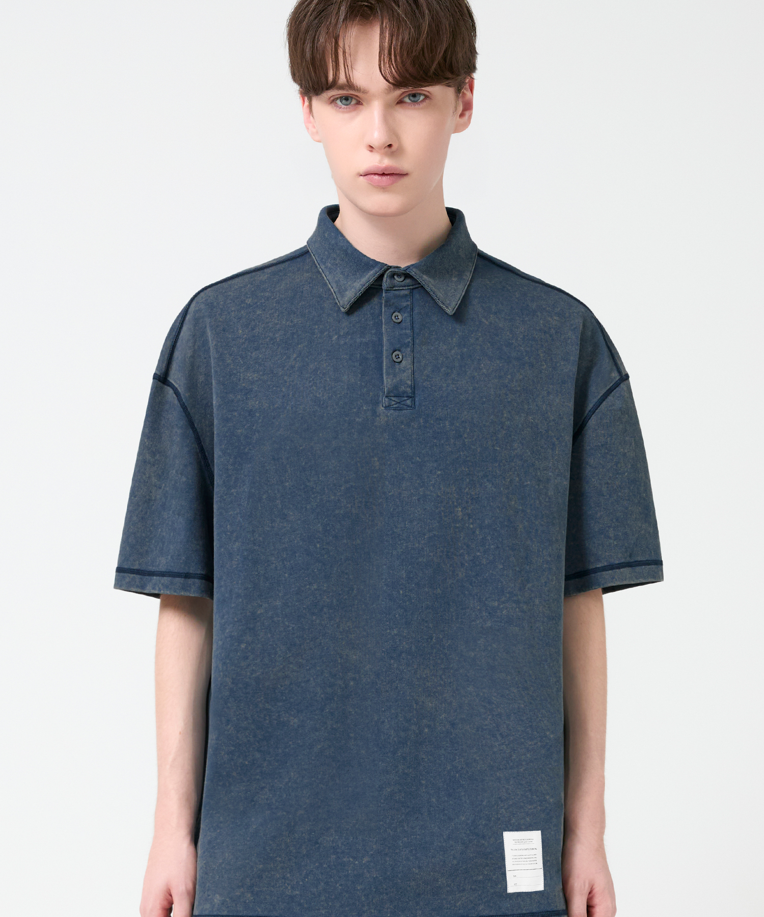 PIGMENT OVERLOCKED PATCH PIQUE HALF SHIRT_3color