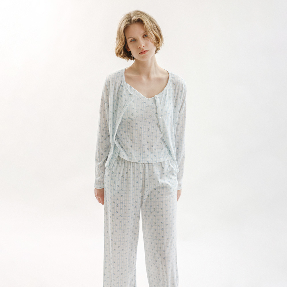 MJ_Lovely blossom пижама three-piece set_BLUE