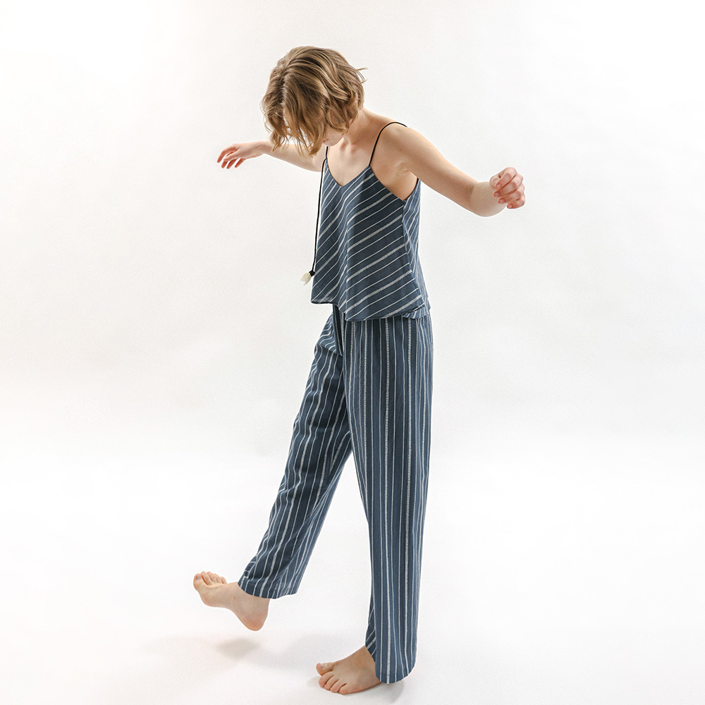 MJ_Minimal stripe two-piece пижама set_NAVY