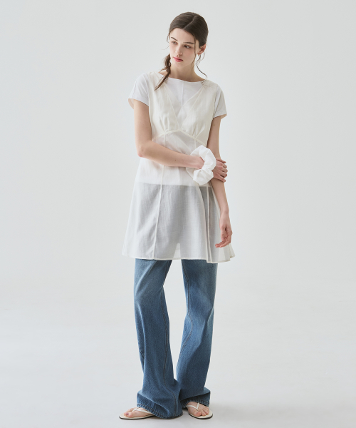 Tulip Layered Midi Dress [PINK BEIGE] thumbnail 4
