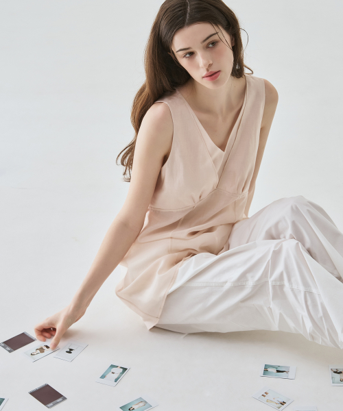 Tulip Layered Midi Dress [PINK BEIGE] thumbnail 6