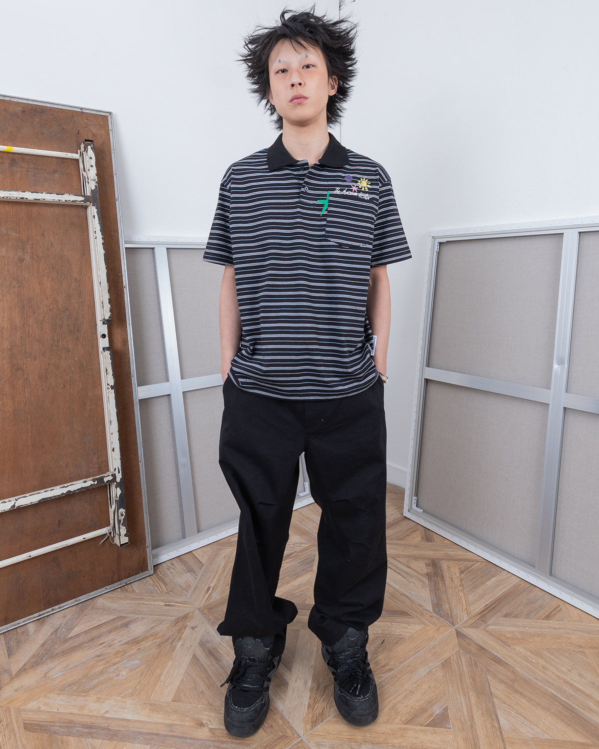 ARGYLE EMBROIDERED REGULAR CHINO брюки (чёрный)