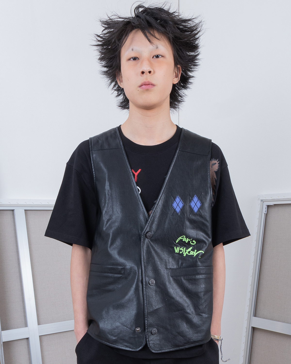 PARIS BERLIN SEOUL LEATHER VEST (чёрный)