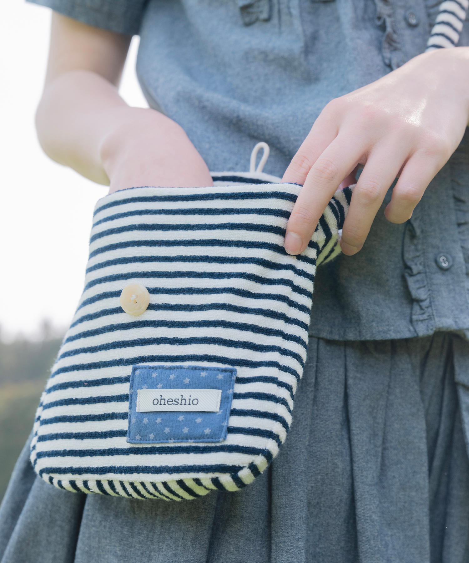 STRIPE TERRY MINI CROSSBODY BAG, тёмно-синий
