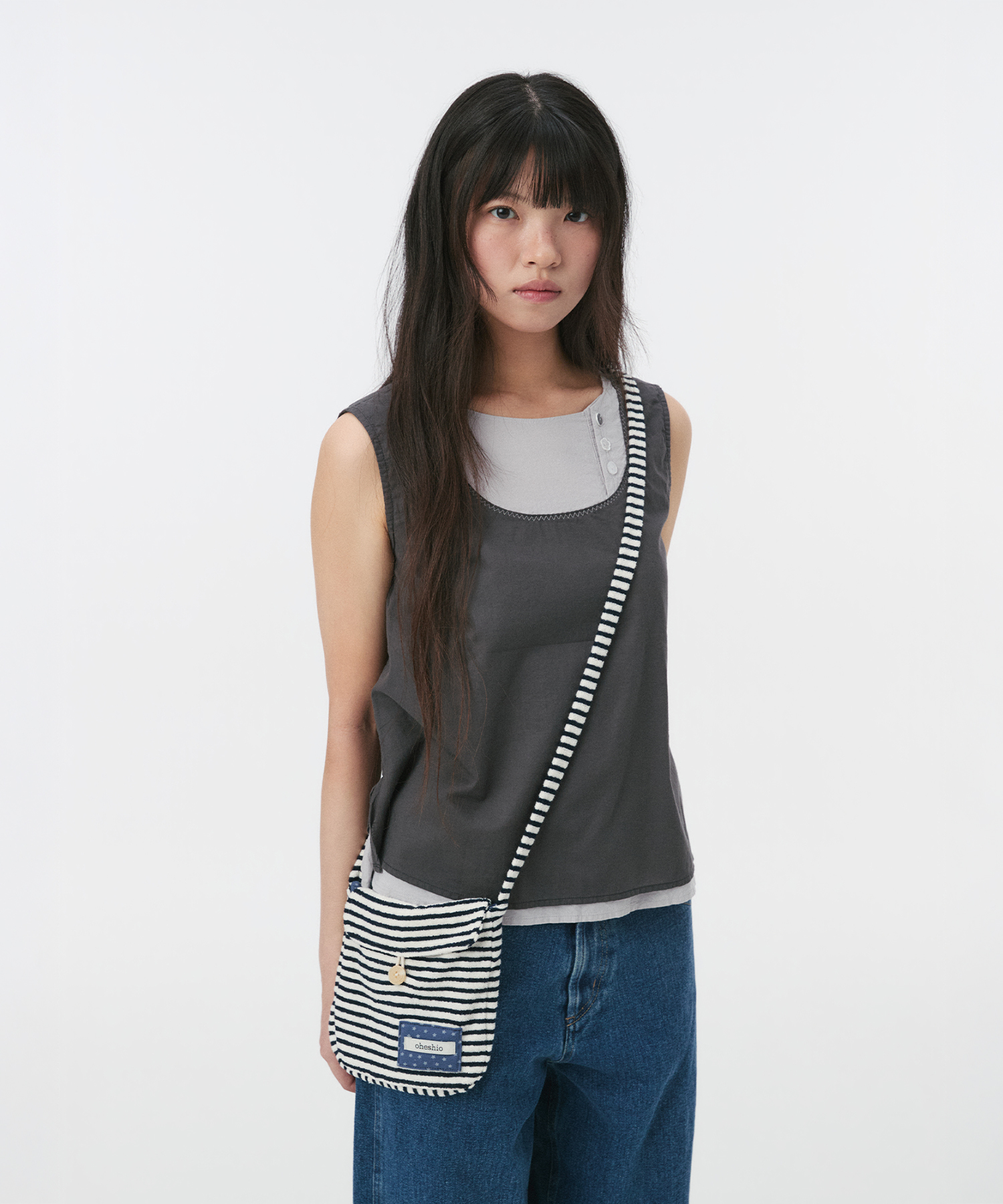 STRIPE TERRY MINI CROSSBODY BAG, тёмно-синий