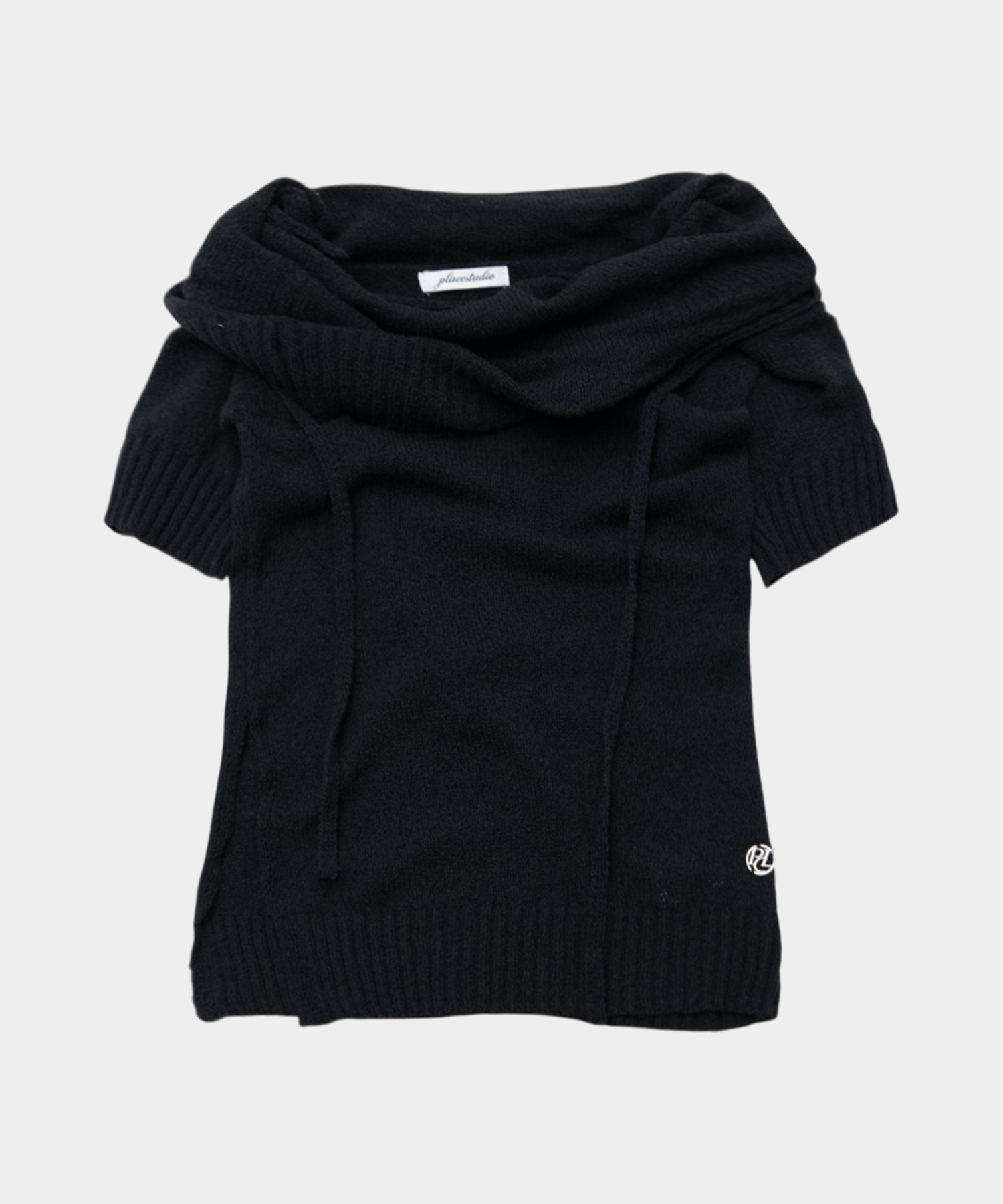 Essential Soft Off-Shoulder Symbol Logo шарф & вязаный топ с коротким рукавом комплект 2COLOR