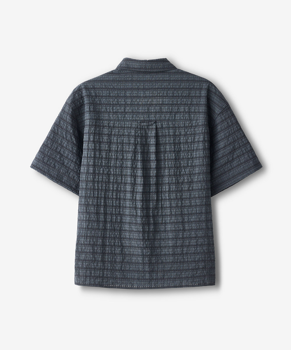 CRINKLE CROP SHORT SLEEVE SHIRT_CHARCOAL