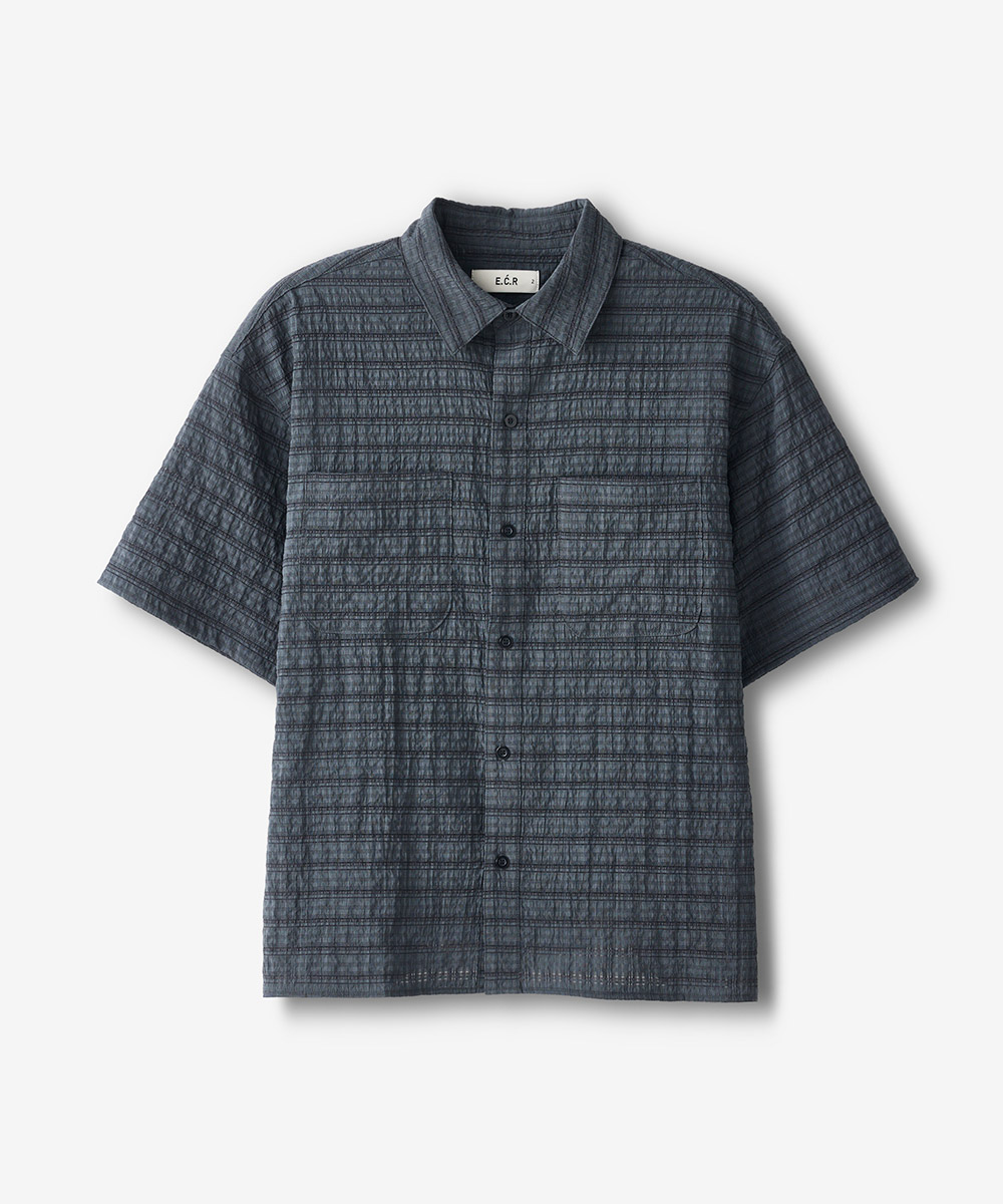 CRINKLE CROP SHORT SLEEVE SHIRT_CHARCOAL