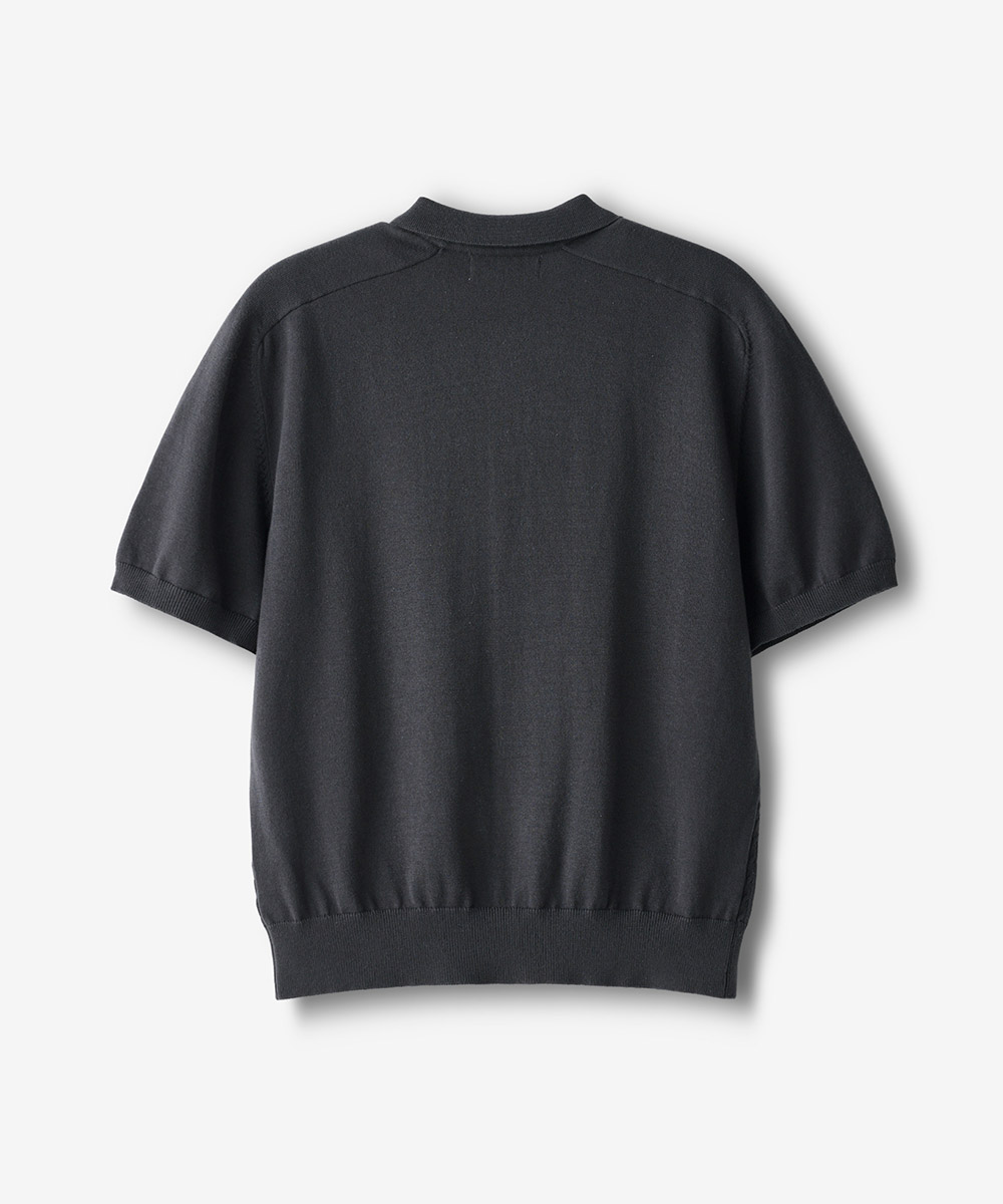 FRONT косичка CROP SHORT SLEEVE вязанный CARDIGAN_CHARCOAL