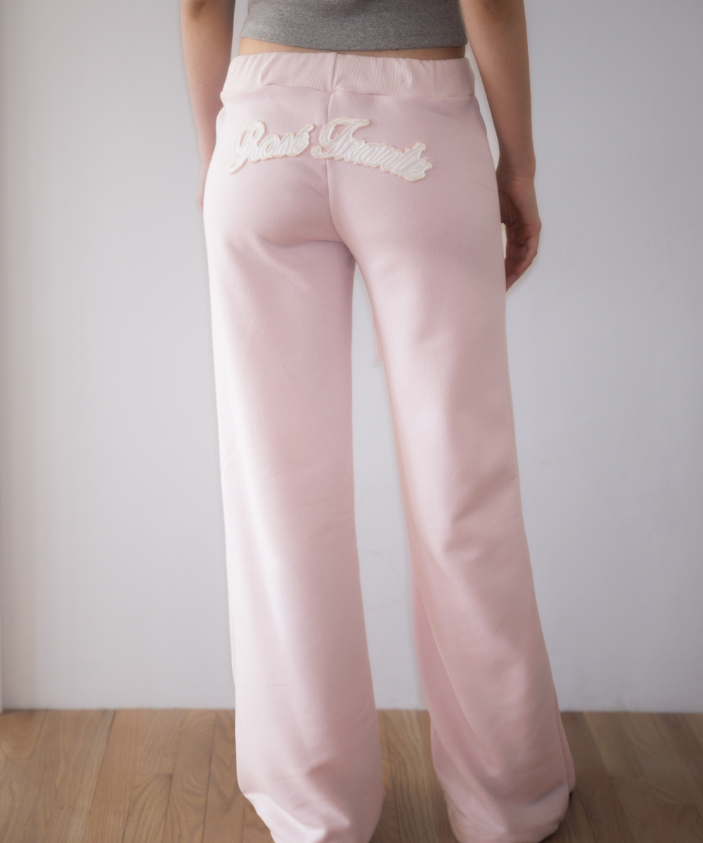 Patchwork Bootcut Sweatpants [Pink]