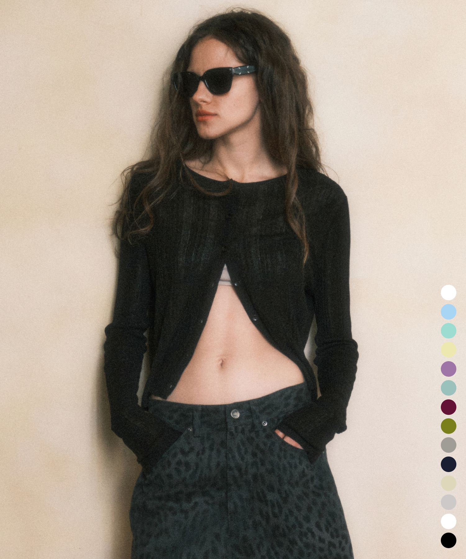 основной Linen Round вязанный Cardigan_CTK231(16color)