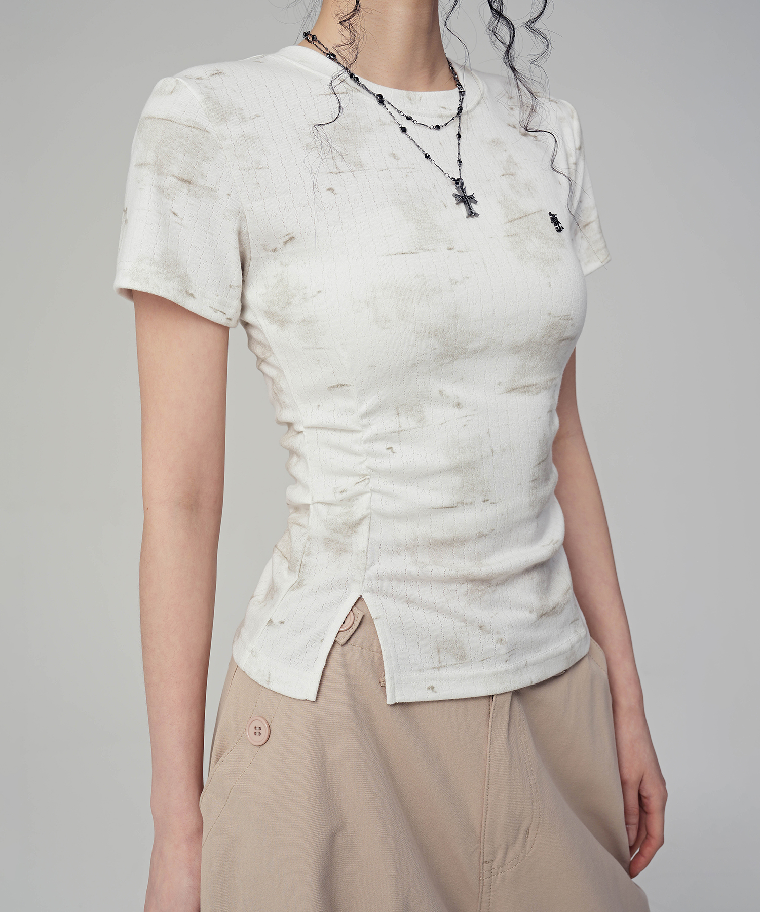 Топ Gina Fog с драпировкой из жаккарда_2Colors