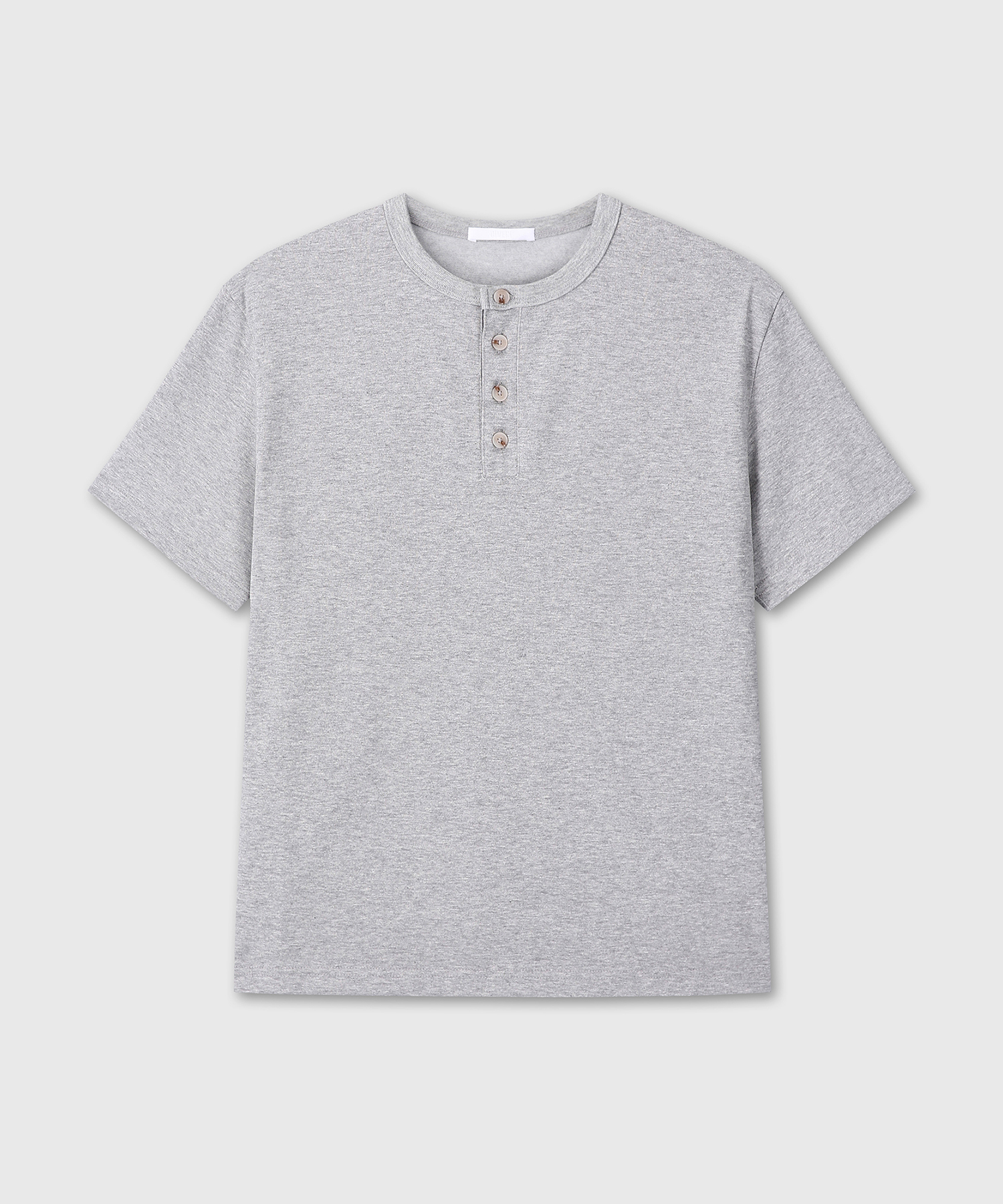 LOOSED HENLEY NECK T-SHIRTS (MELANGE серый)