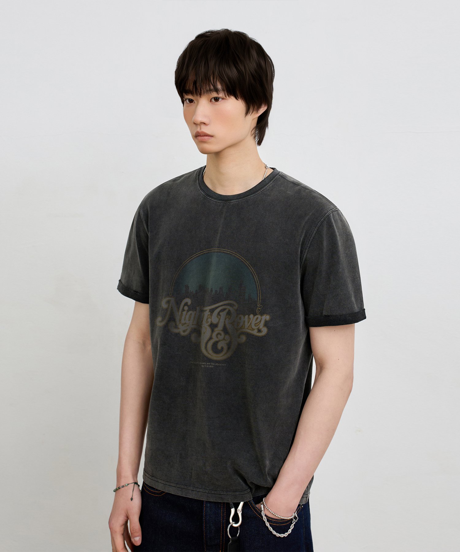 VLAD N.ROVER SEMI-CROP T-SHIRT_PIGMENT CHARCOAL
