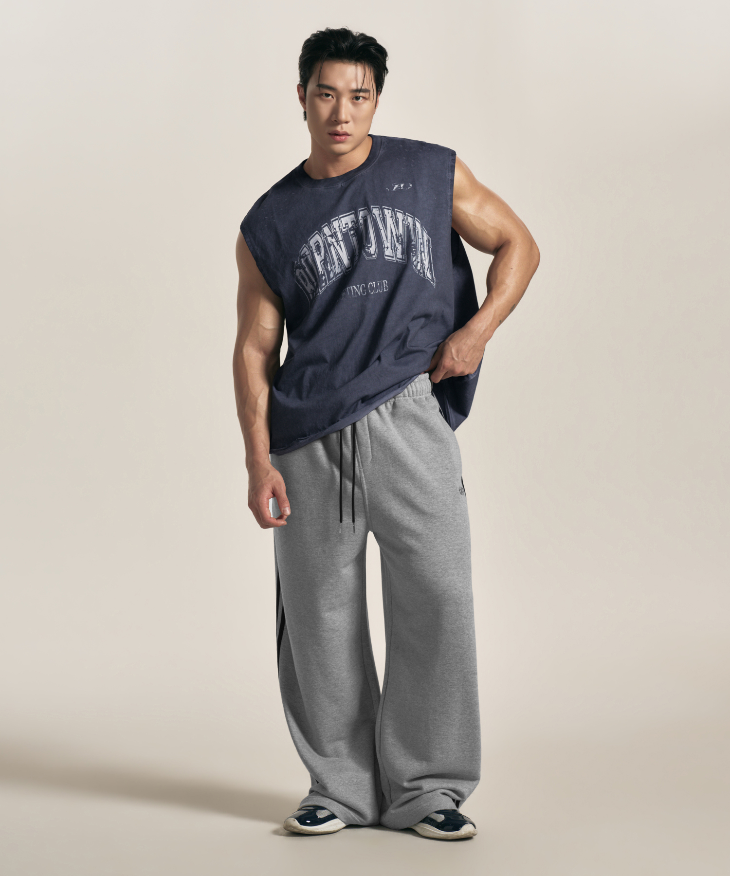 CRACK LOGO GARMENT DYED SLEEVELESS [темно-синий]