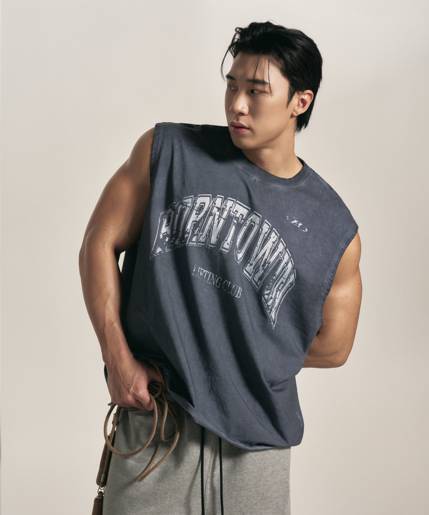 CRACK LOGO GARMENT DYED SLEEVELESS [темно-синий]