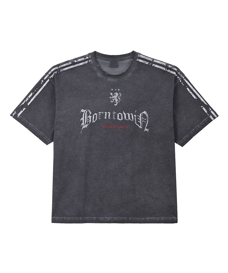 CRACK LINE GARMENT DYED T-SHIRTS [CHARCOAL]