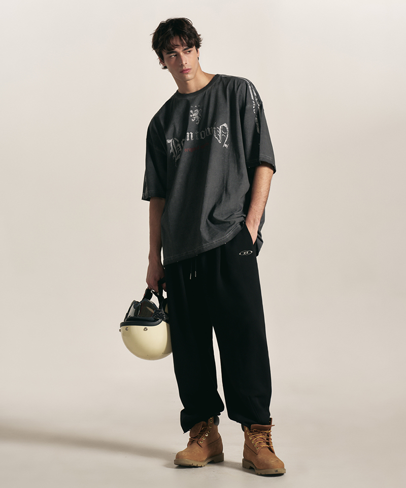 CRACK LINE GARMENT DYED T-SHIRTS [CHARCOAL]