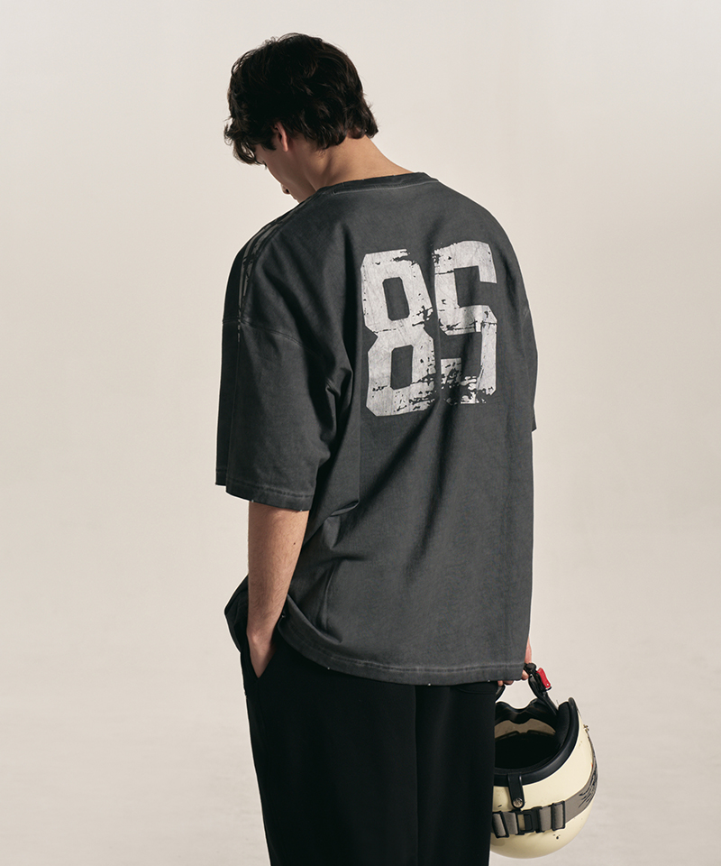 CRACK LINE GARMENT DYED T-SHIRTS [CHARCOAL]