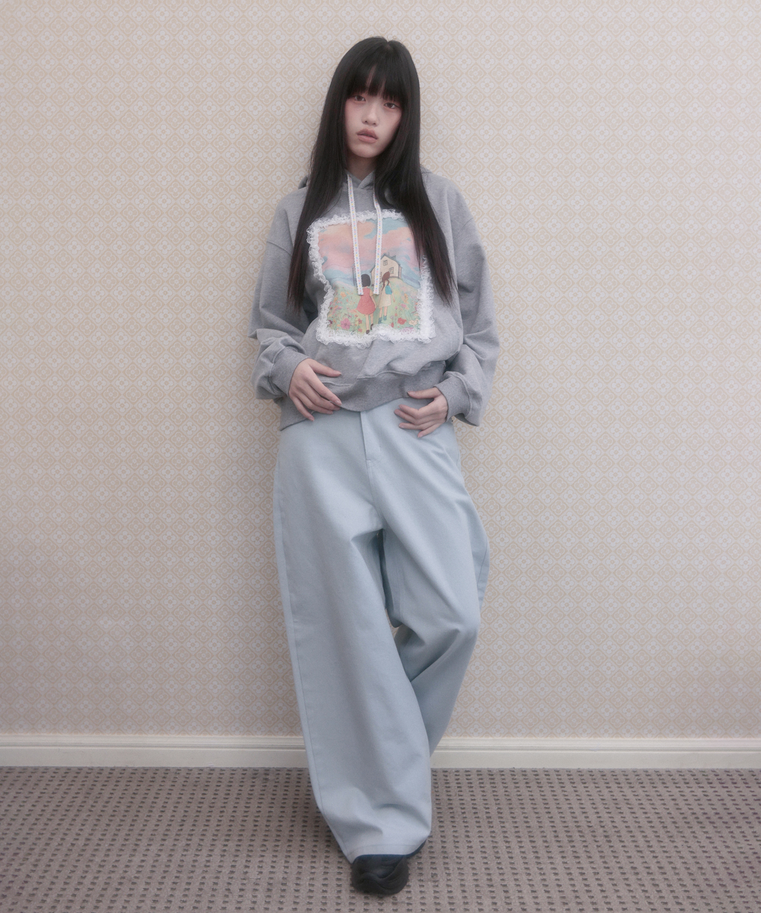 Symbol Patch Wide Pants_Sky синий