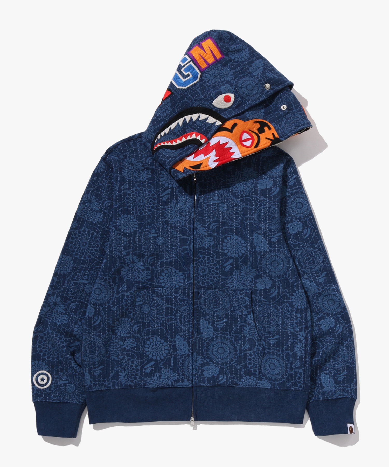 Худи на молнии Japanese Indigo Art Camo Double Tiger Shark (M) INDIGO
