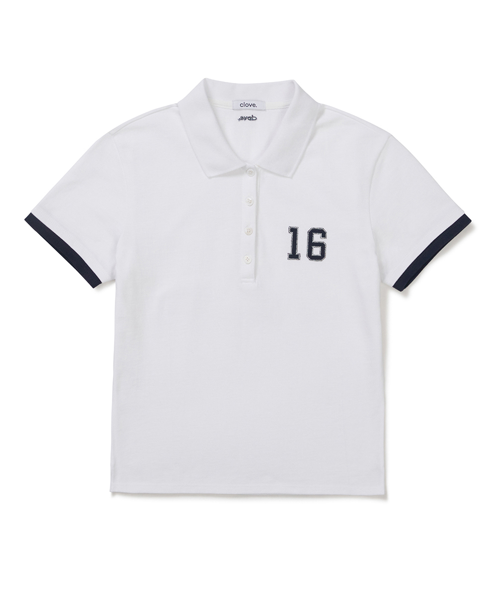 [26SM clove] Numbering Slim Pique T-рубашка (белый)