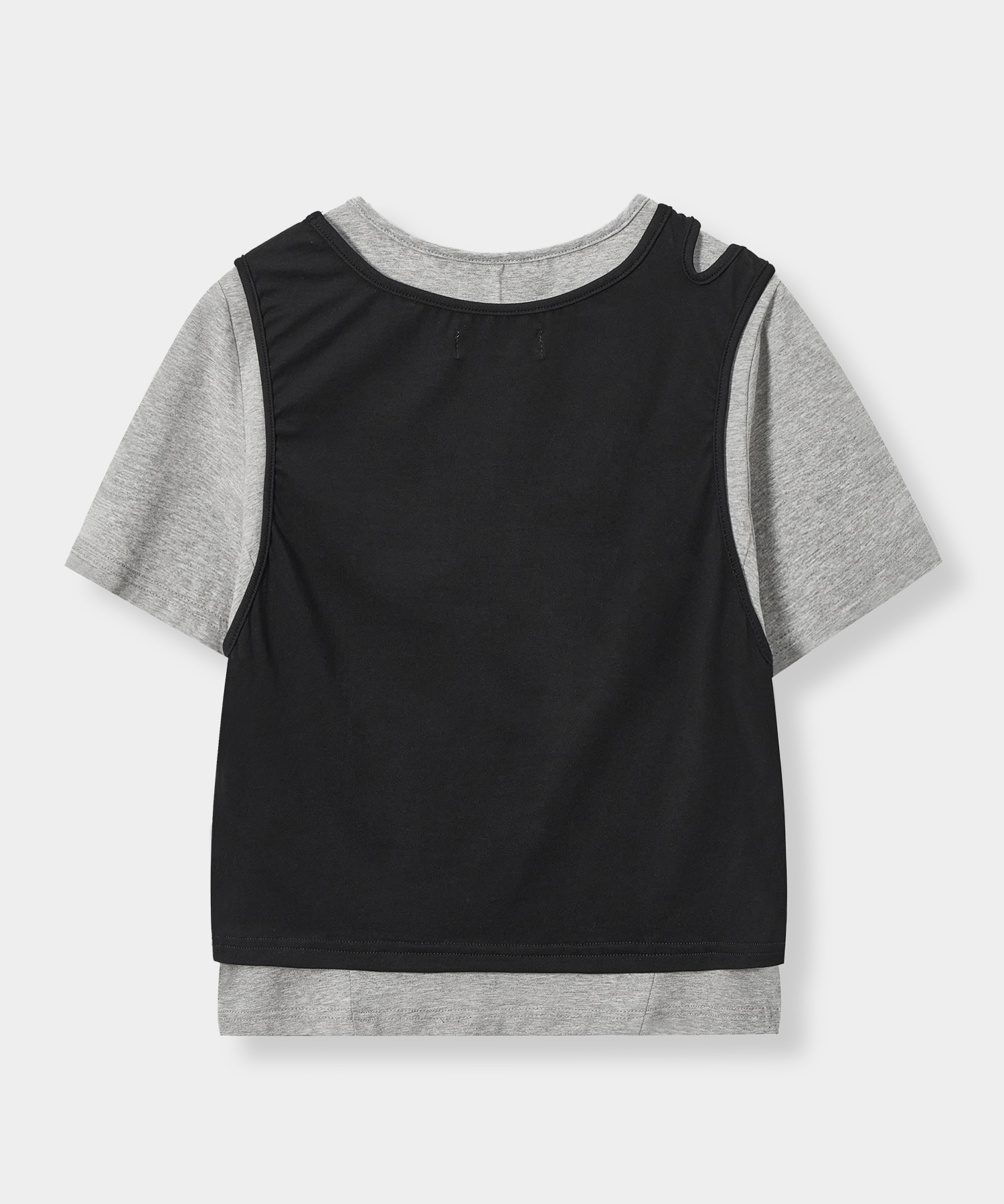 JERSEY TOP LAYERING короткий SLEEVE T-SHIRT_MELANGE&черный