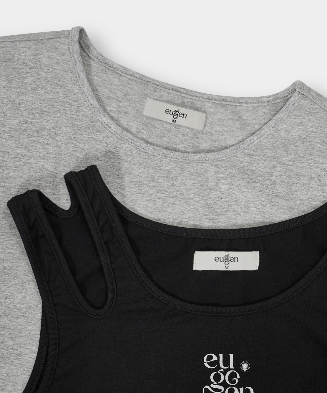 JERSEY TOP LAYERING короткий SLEEVE T-SHIRT_MELANGE&черный