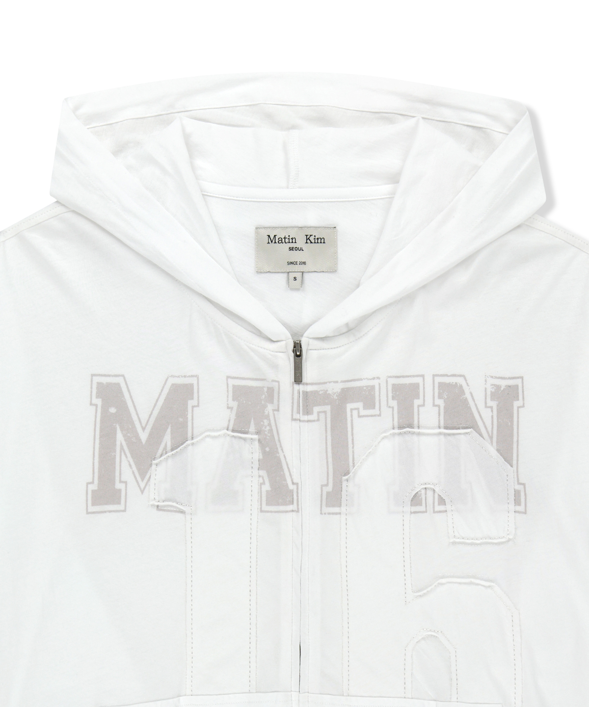 MATIN 16 APPLIQUE LOGO HOODY ZIP UP IN белый