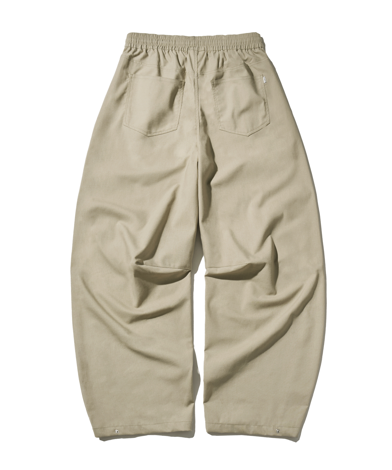 One Tuck Curved Linen Pants-Beige
