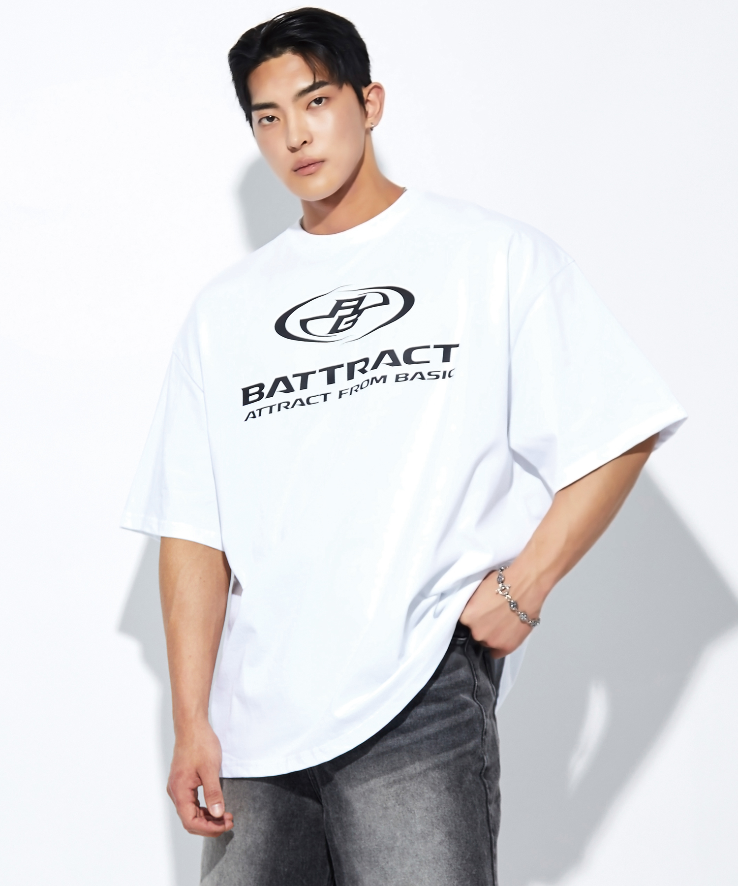 Оверсайз футболка Attract Double Logo White