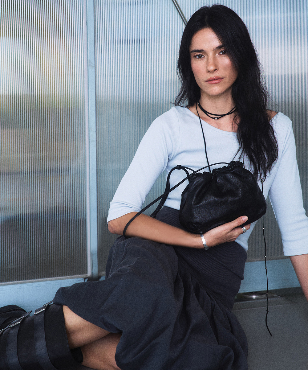 Soft Shirring Bag - BLACK