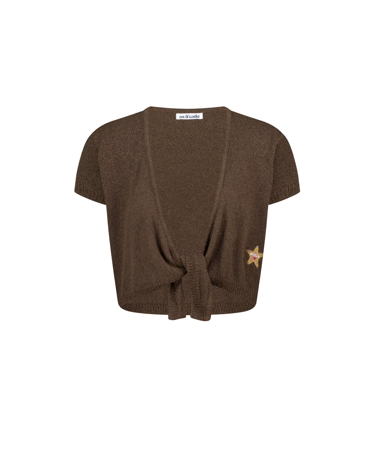 CROPPED KNIT BOLERO SET BROWN