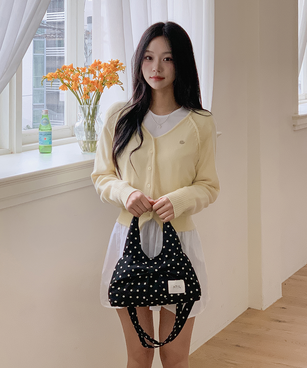 Dot Silk Dewy Mini Ribbon Tote Shoulder & Crossbody Bag _