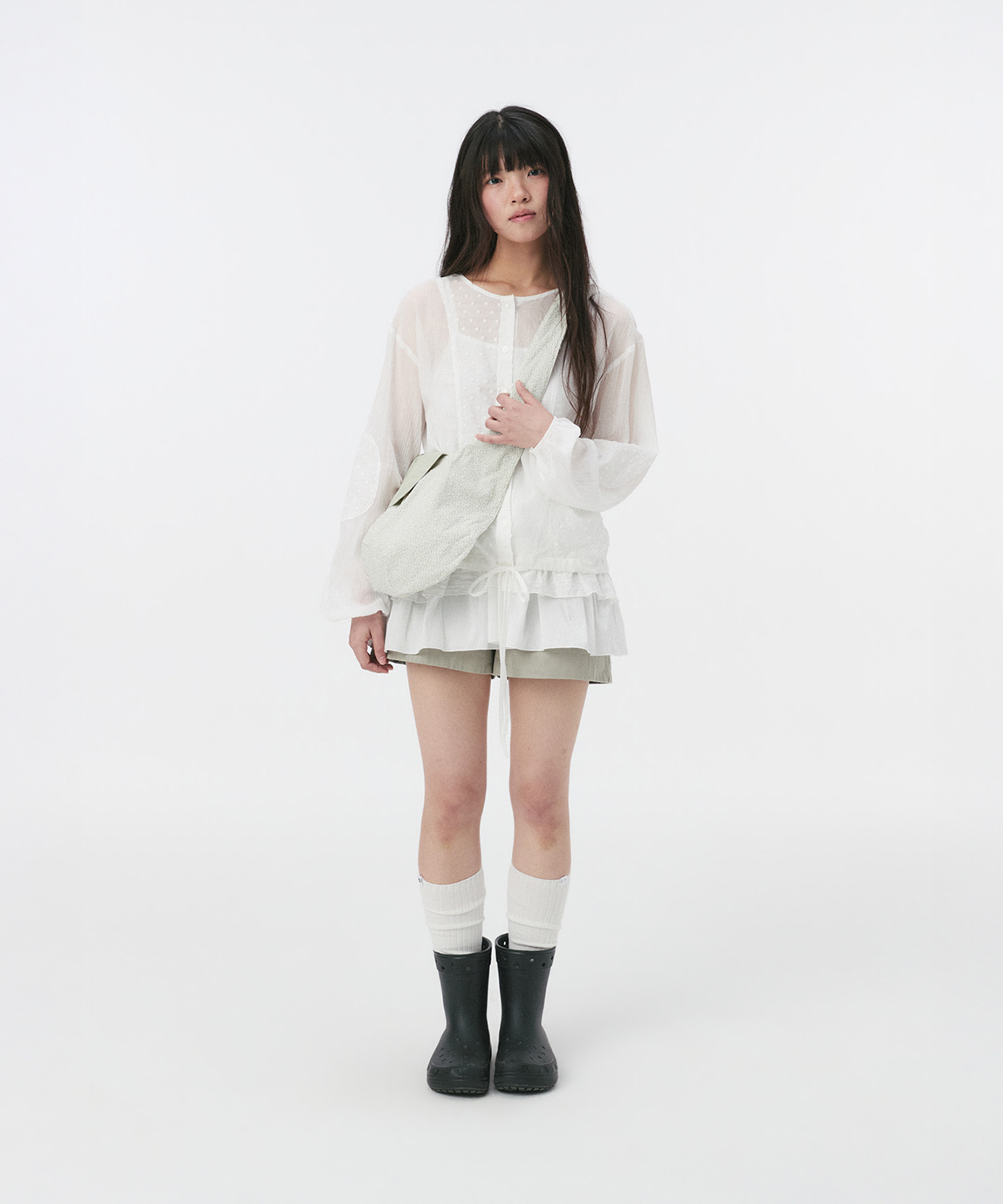 DOT PATCHWORK BLOUSE, WHITE