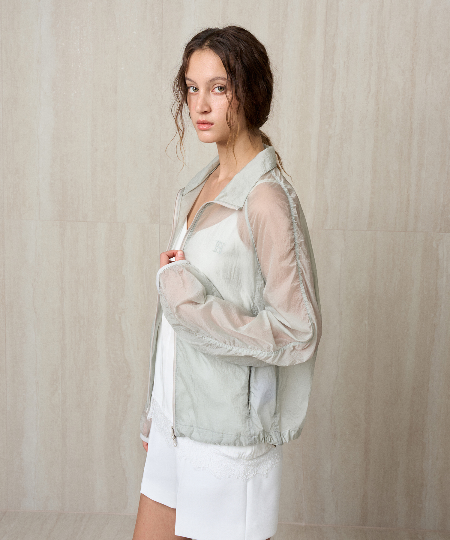 SHEER WINDBREAKER JACKET SEASALT