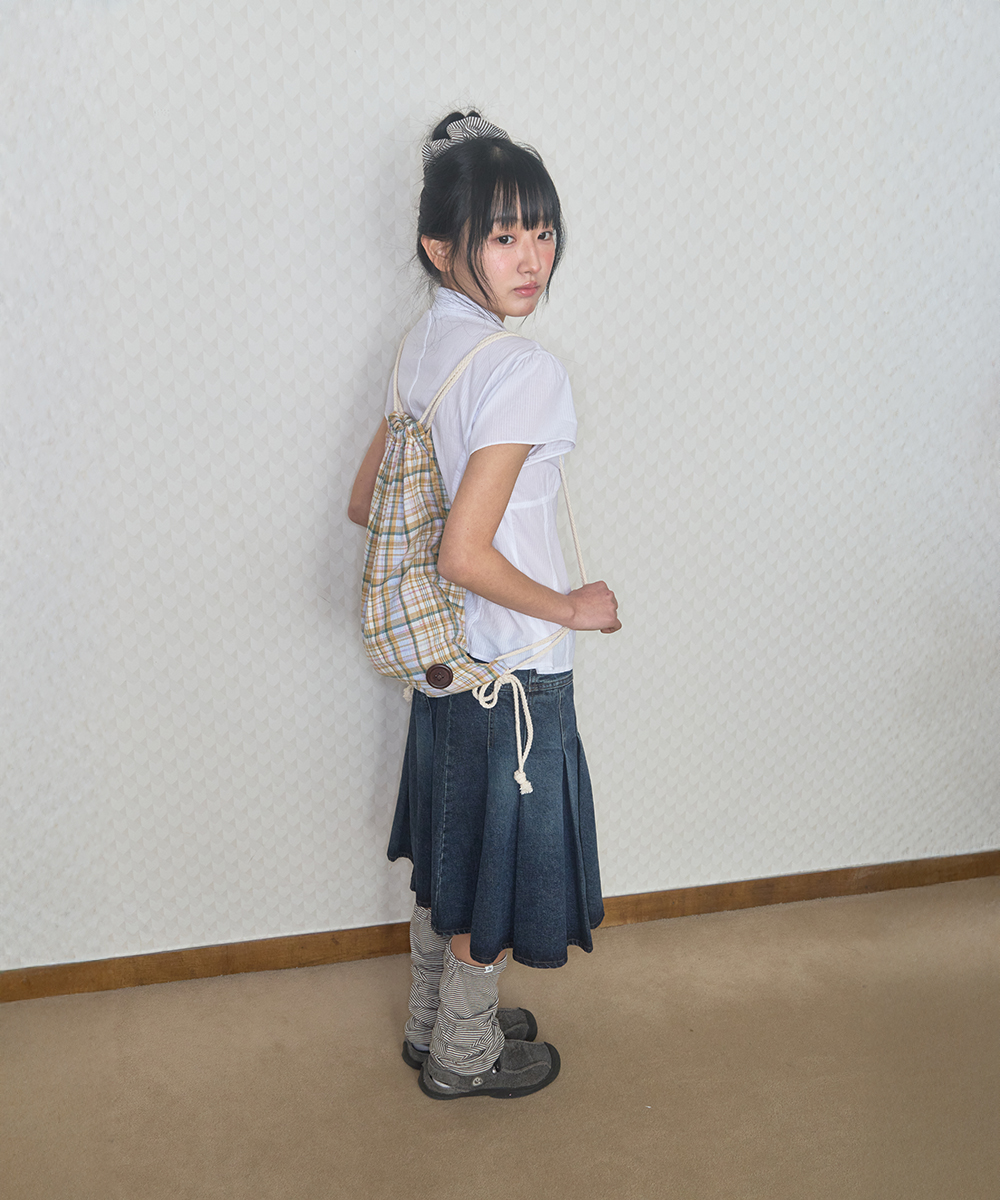 check pattern gym sack yellow