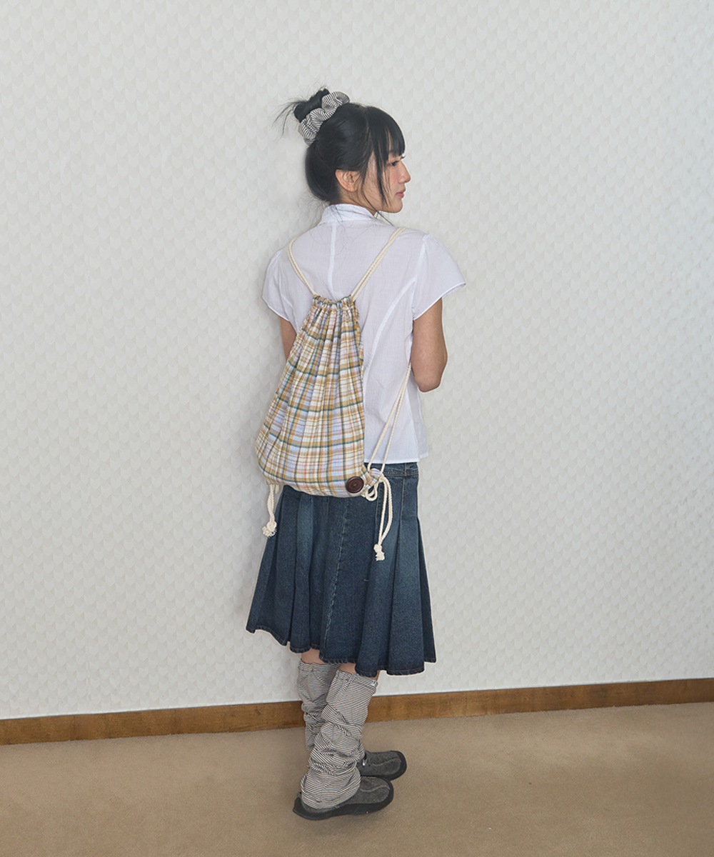check pattern gym sack yellow