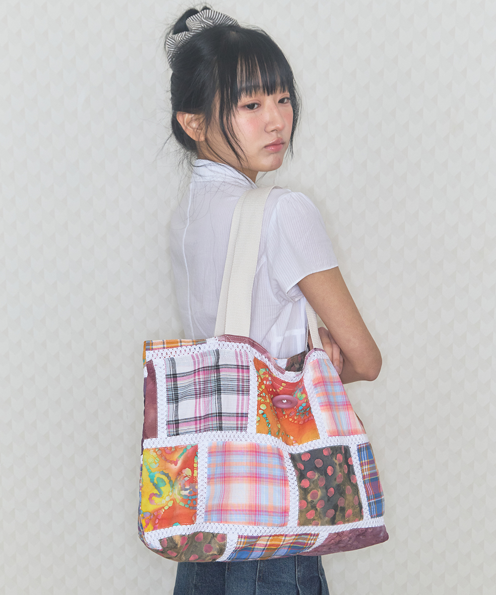 vintage patch shoulder bag purple