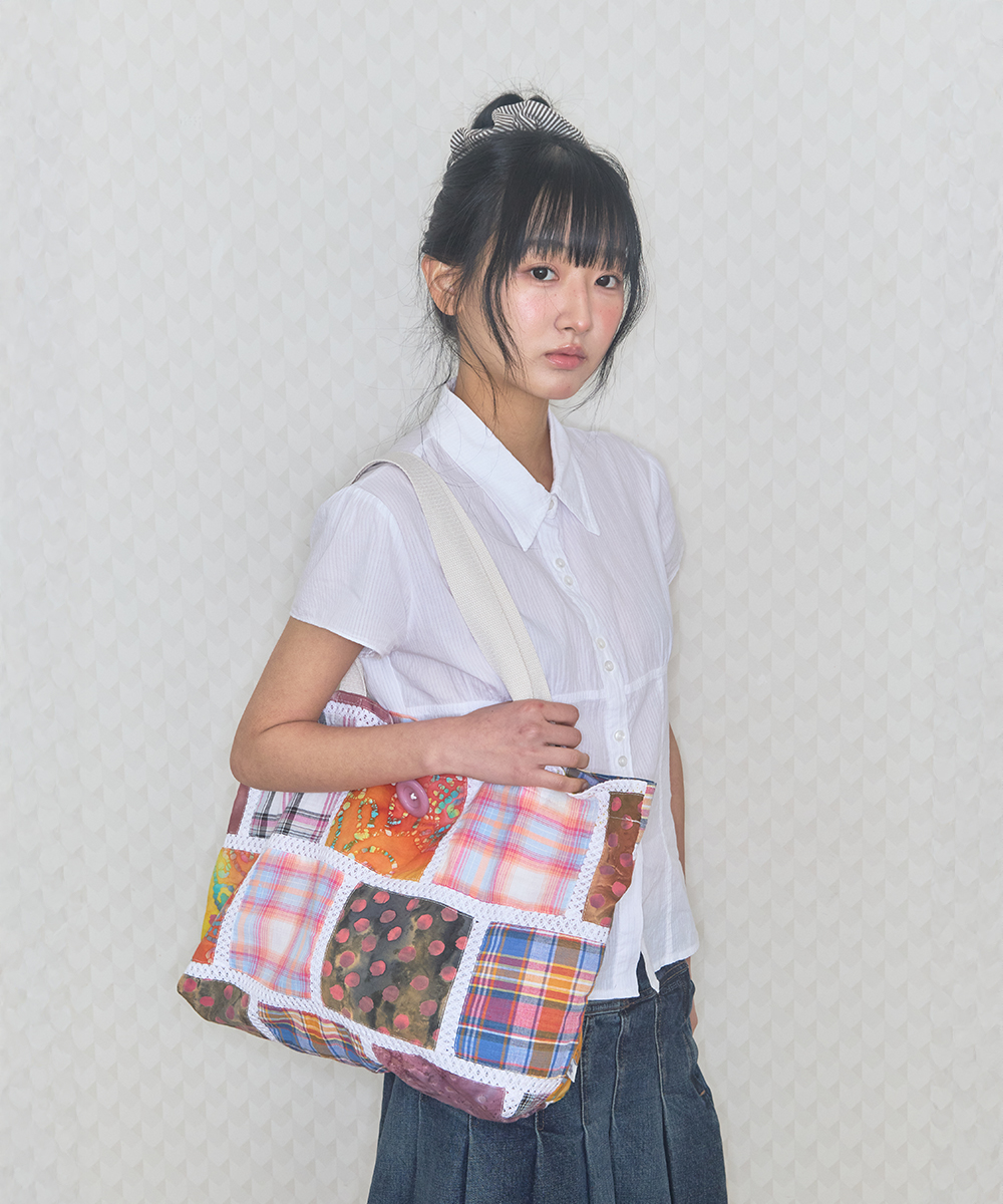 vintage patch shoulder bag purple