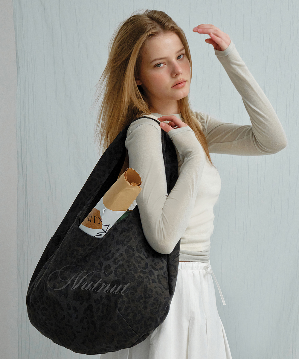 Hobo Shoulder Bag - CHARCOAL(LEOPARD)