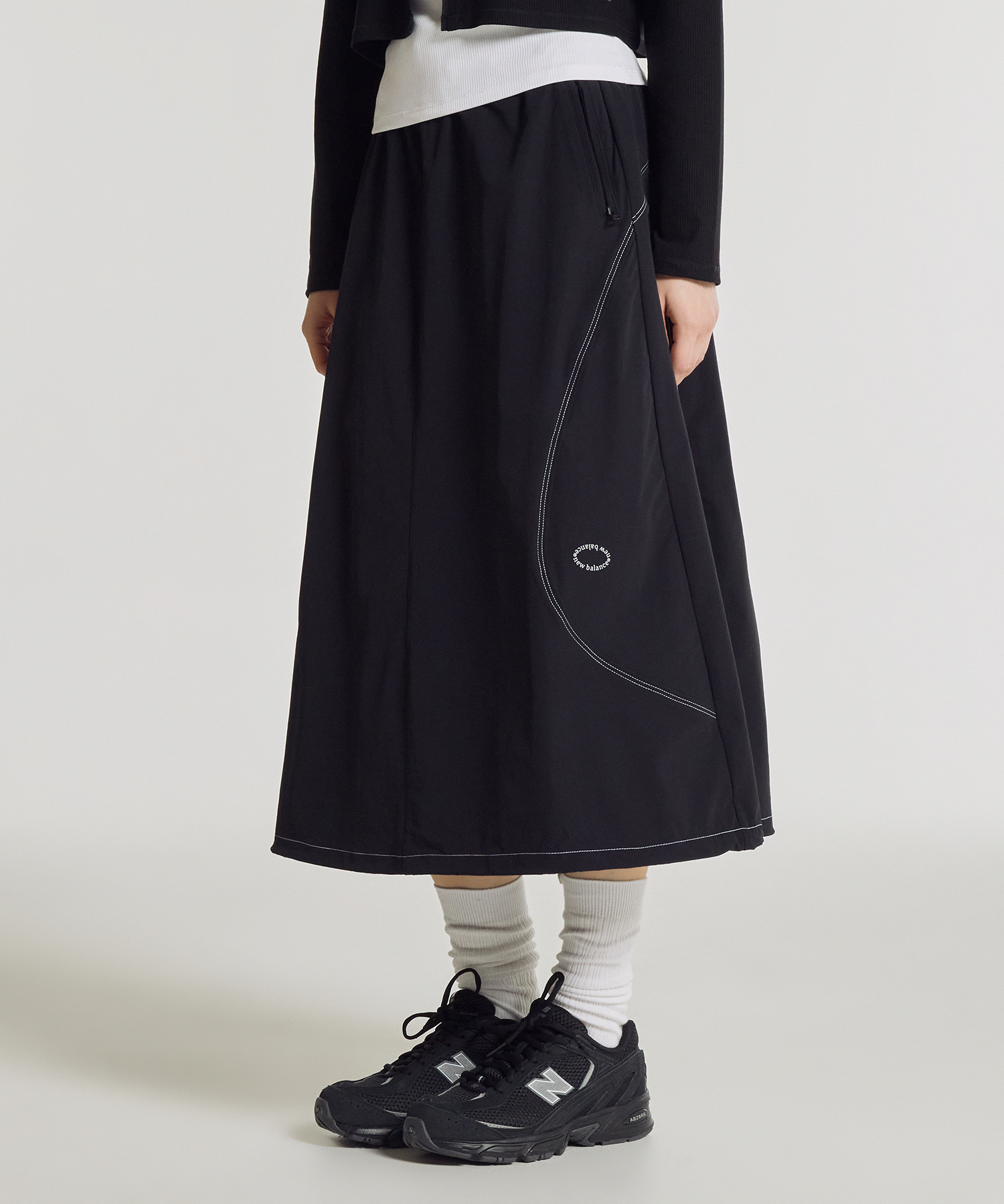 NBNWG3W612 / WOMEN FROZEN стрейч юбка макси (BLACK)